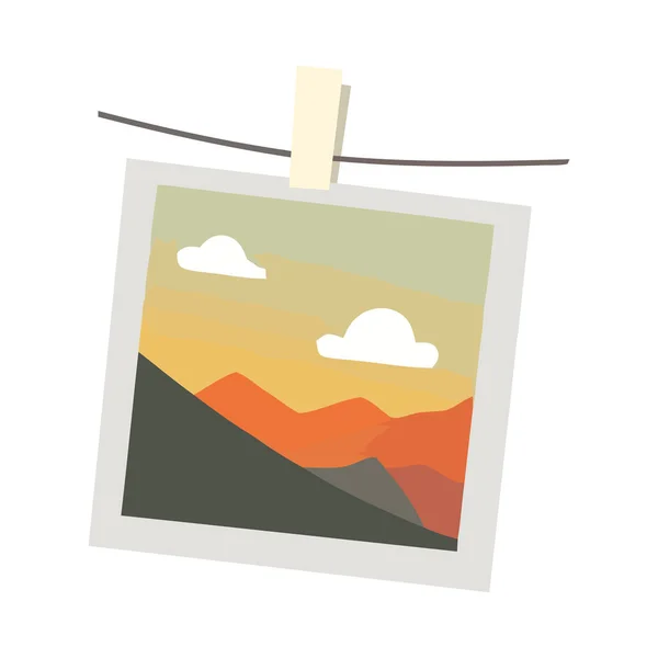 Hangs Sunset Picture Icon Isolated — Stock Vector