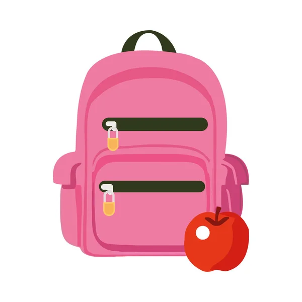 School Backpack Equipment Apple Icon Isolated — Stock Vector