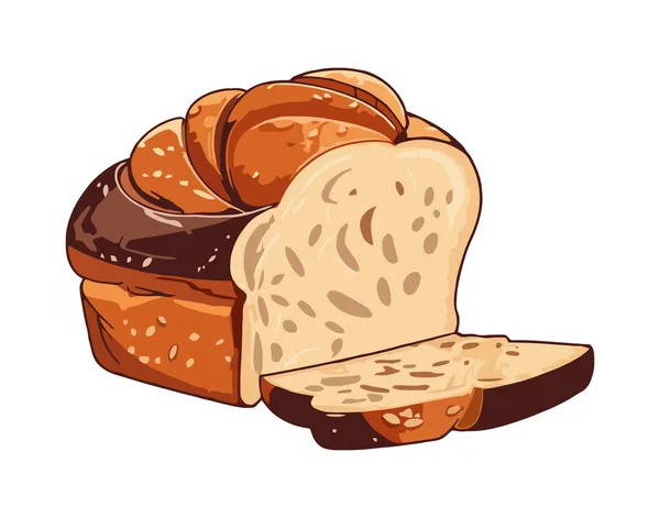 Homemade Bread Food Icon Isolated — Stock Vector