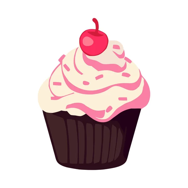 Γλυκύτητα Χαριτωμένο Cupcake Φρέσκα Φρούτα Απομονωμένο Εικονίδιο — Διανυσματικό Αρχείο