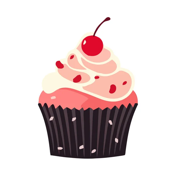 Niedliche Cupcake Mit Gourmet Dekorationen Symbol Isoliert — Stockvektor