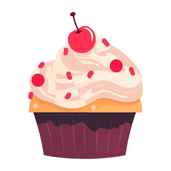 Cute Vector Illustration Cupcake Icon Isolated — Stock Vector