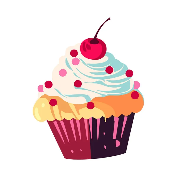 Illustration Mignonne Icône Gourmet Cupcake Isolé — Image vectorielle