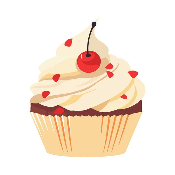 Süße Gourmet Gebackene Cupcake Ikone Isoliert — Stockvektor