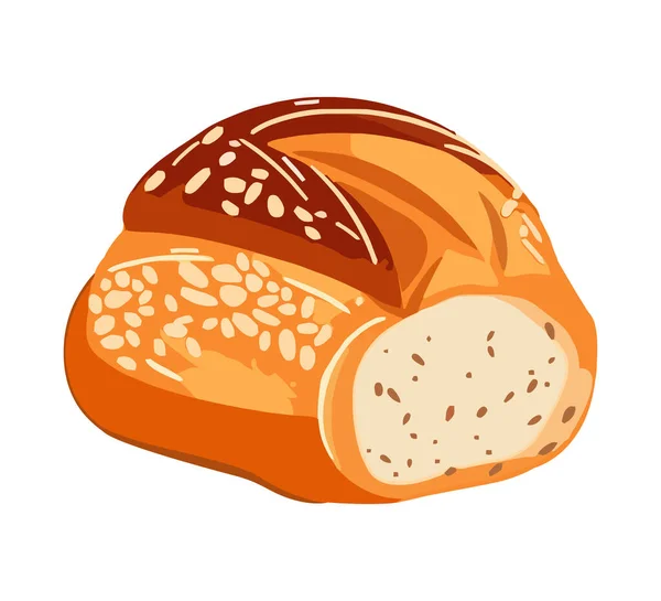 Freshly Baked Gourmet Bread Icon Isolated — Stock Vector