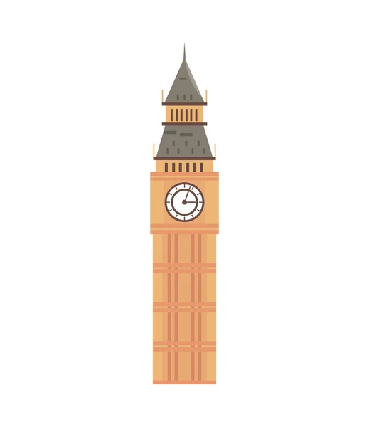 Tour Horloge Symbolise Célèbre Icône Tourisme Urbain Isolé — Image vectorielle
