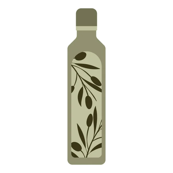 Fresh Organic Olive Oil Bottle Icon Isolated — Stock Vector