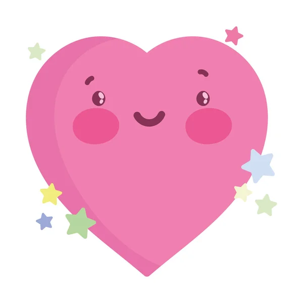 Usmívající Láska Srdce Roztomilá Ikona Izolované — Stockový vektor