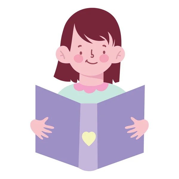 Kinderlesebuch Mit Lächelnder Süßer Ikone — Stockvektor