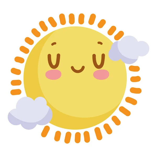 Usmívající Slunce Karikatura Přináší Letní Zábavu Štěstí Ikona — Stockový vektor