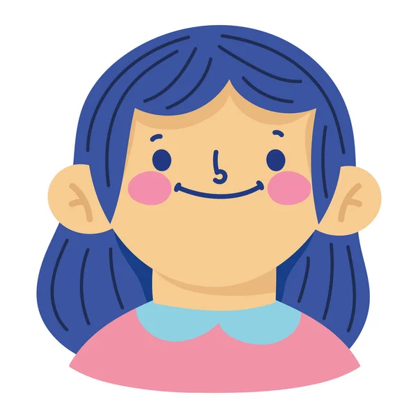 Sonriente Chica Dibujos Animados Feliz Icono Aislado — Vector de stock