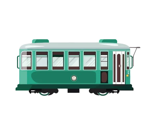 輸送緑の電車ワゴンのアイコンを隔離 — ストックベクタ