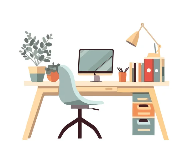 Oficina Moderna Con Icono Diseño Creativo Aislado — Vector de stock