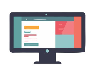 Modern teknoloji bilgisayar ekranı simgesi izole edildi