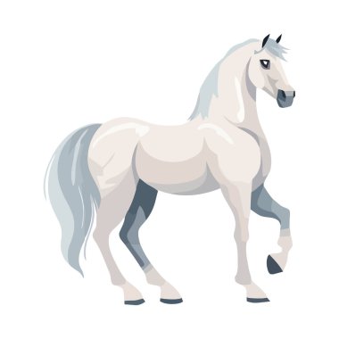 Koşan aygır, akan mane simgesi izole edildi