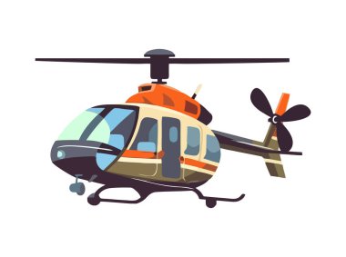 Havada süzülen helikopter, havada dönen pervane ikonu izole edildi