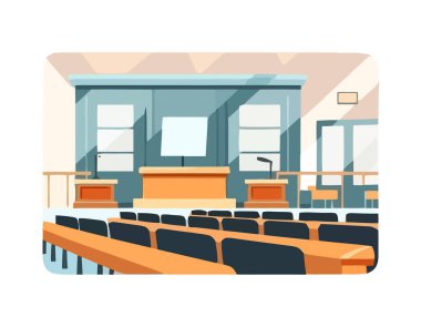 Eğitim sunumu için modern vektör sandalyesi tasarımı izole edildi