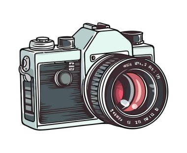 Antika kamera eski moda fotoğraf ikonu izole edildi