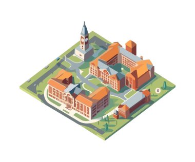 Şehir haritası simgesinin düz bir arkaplanı izole edildi