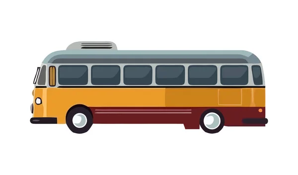 Yellow Tour Bus Flat Style Icon Isolated — Stock Vector