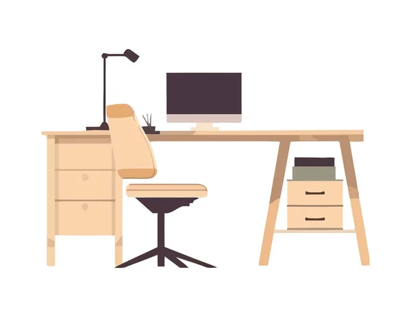 孤立现代家具和技术办公室图标 — 图库矢量图片