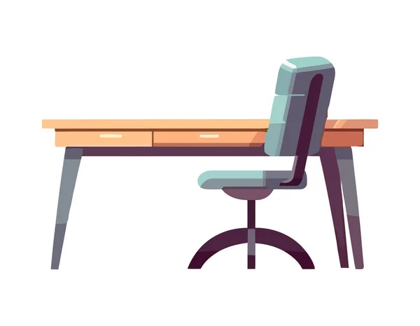 现代家具舒适扶手椅和桌子图标隔离 — 图库矢量图片