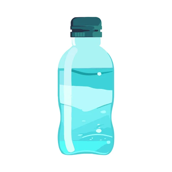 Modrá Plastová Láhev Obsahuje Nápoj Čištěné Vody Ikony Izolované — Stockový vektor