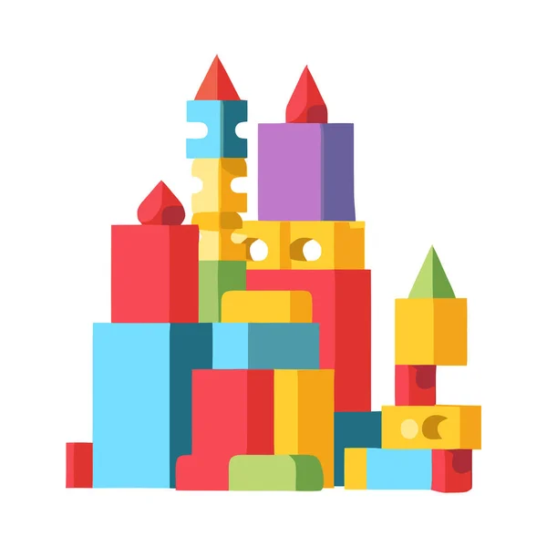 五颜六色的玩具块幻想图标孤立 — 图库矢量图片