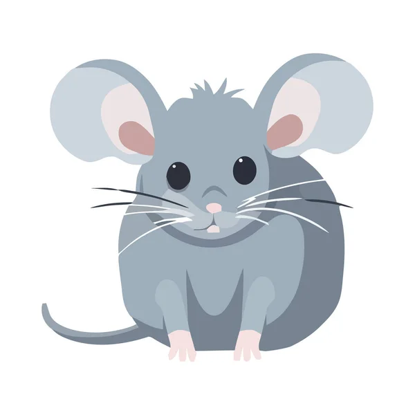 Mignon Rat Assis Pelucheux Icône Fourrure Isolé — Image vectorielle