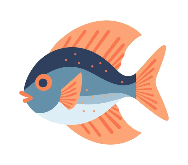 Niedliche Unterwasser Tier Tropische Fische Symbol Isoliert — Stockvektor