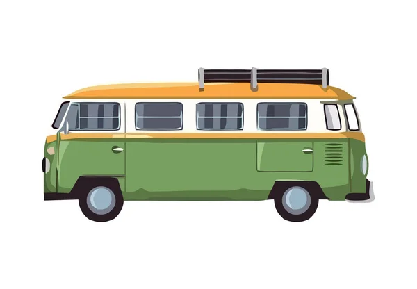 Staromodny Mini Van Podróż Ikona Izolowane — Wektor stockowy