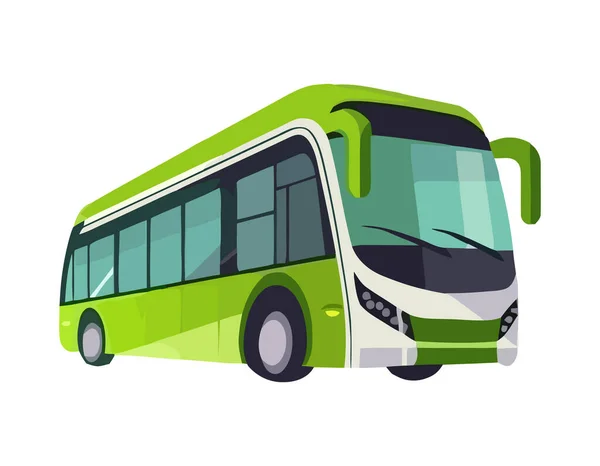 Green Coach Bus Delivers Tourists Icon Isolated — Stock Vector