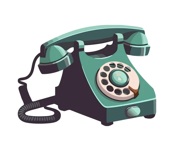 Antica Icona Rinascita Della Comunicazione Telefonica Rotativa Isolata — Vettoriale Stock