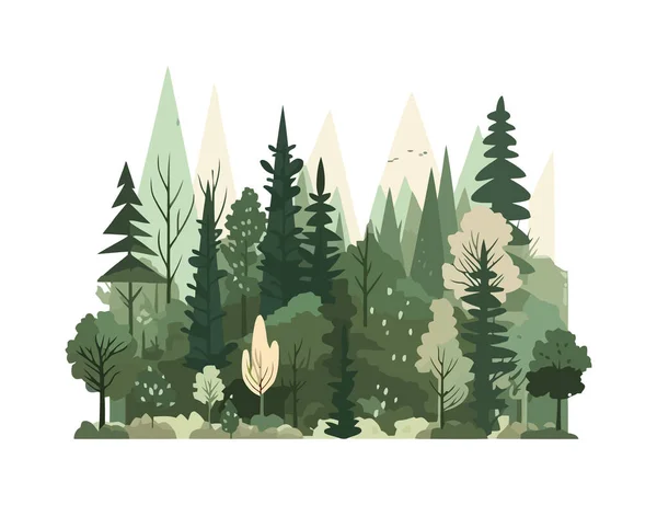 森林背景中看到的自然美景 — 图库矢量图片