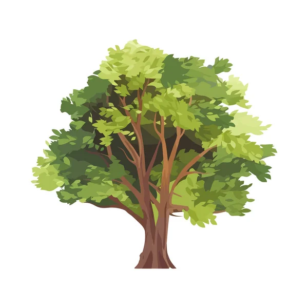Folhas Verdes Galho Árvore Ícone Natureza Isolado — Vetor de Stock