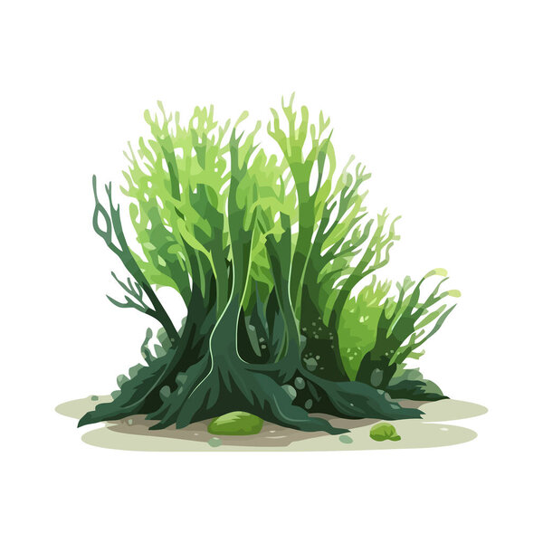 underwater landscape with seaweed icon isolated