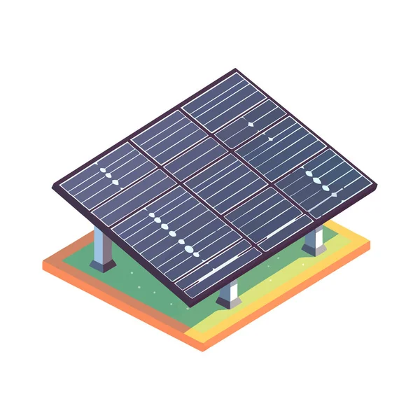 太阳能发电厂产生清洁的电力图标隔离 — 图库矢量图片