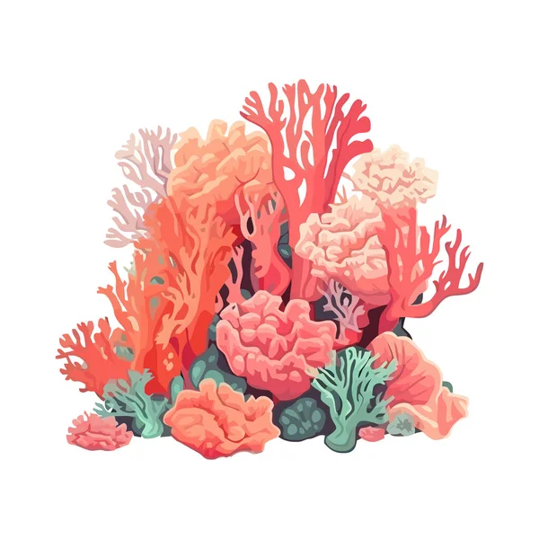 孤立的海底自然海洋生物珊瑚礁图标 — 图库矢量图片