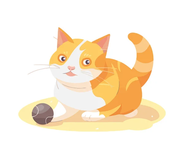 Niedliche Katze Spielt Mit Spielzeug Ikone — Stockvektor