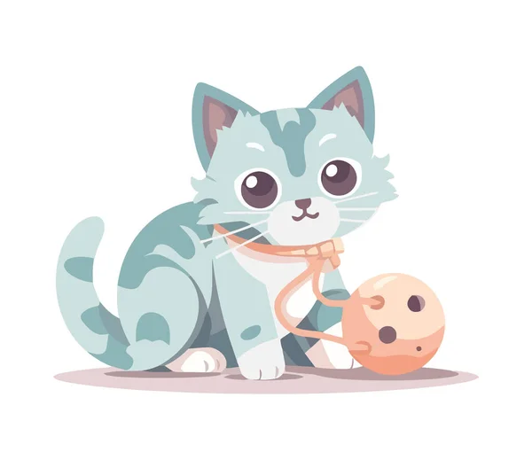 장난감볼 아이콘을 가지고 귀여운 고양이 — 스톡 벡터