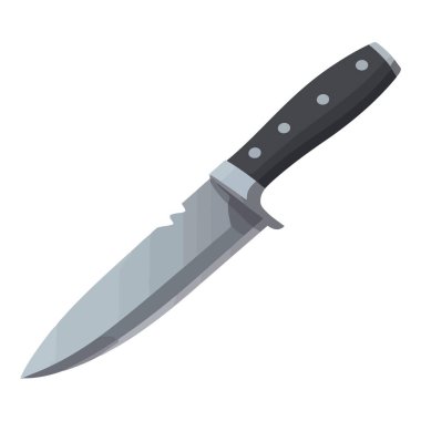 Metallic knife symbol at edge of danger icon isolated clipart