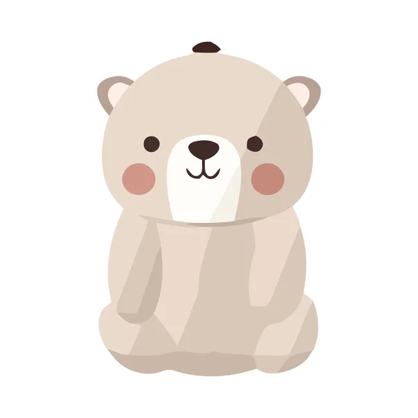 Niedlicher Bär Spielzeug Sitzt Auf Weißem Hintergrund Symbol Isoliert — Stockvektor