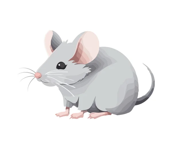 Rata Esponjosa Mascota Sentado Icono Aislado — Vector de stock