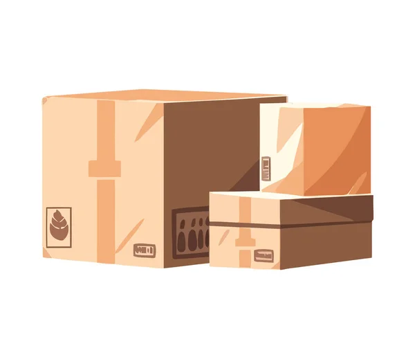 Freight Shipping Industry Delivers Cardboard Box Package Icon — Stock Vector