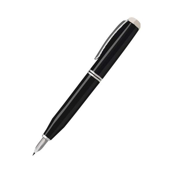 The nib of a metal fountain pen icon isolated