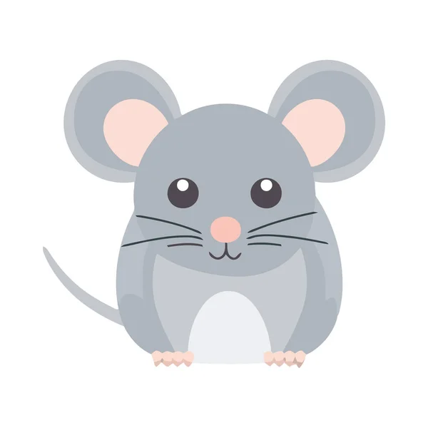 Puszysty Kreskówkowy Szczur Siedzący Szczęśliwie Ikona Odizolowany — Wektor stockowy