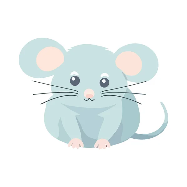 Mignon Dessin Animé Animal Petit Rat Icône Isolé — Image vectorielle