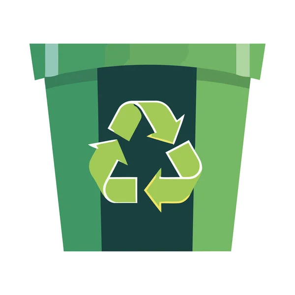Zelená Recyklační Symbol Papírové Kontejner Design Ikona Izolované — Stockový vektor