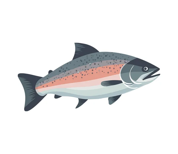 Podvodní Kreslené Ryby Izolované Bílé Ikoně — Stockový vektor