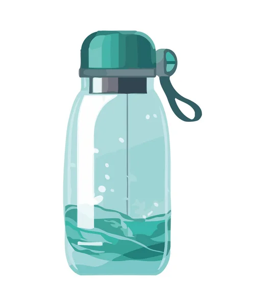 透明塑料瓶装有蓝色液体饮料图标隔离 — 图库矢量图片